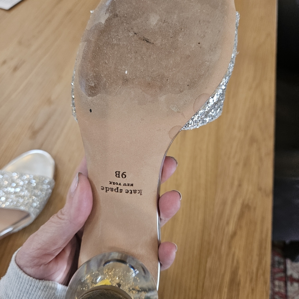 Kate Spade Glittery Silver Slide Sandals - Picture 4 of 5
